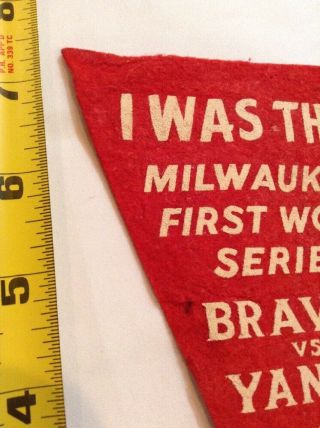 1957 World Series Mini Pennant I Was There Milwaukee Braves York NY Yankees 2