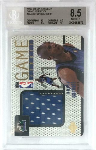 Kevin Garnett 1997 - 98 Upper Deck Game Jerseys Gj3 Bgs 8.  5 Timberwolves