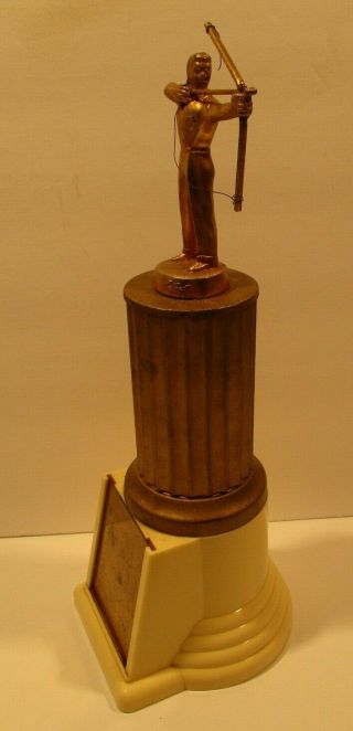 Rare 1940 ' s Vintage Men ' s Archery Trophy Award,  Antique - 13 1/2 Inch - 3
