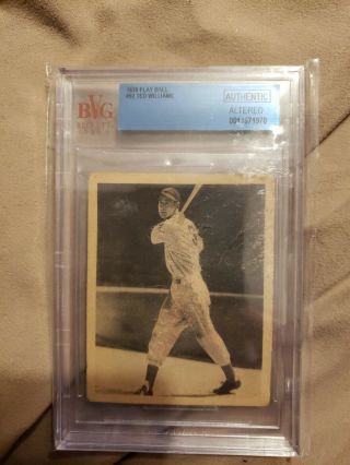 1939 Play Ball 92 Ted Williams (red Sox) Rookie Card Rc Authentic Altered Bvg