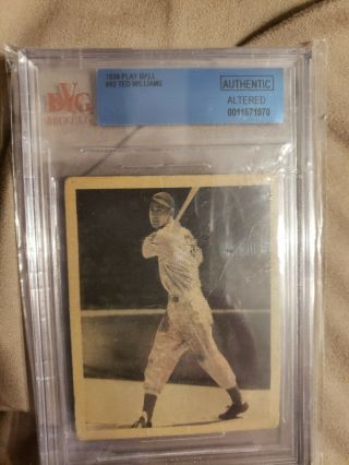 1939 Play Ball 92 Ted Williams (RED SOX) Rookie Card RC Authentic Altered BVG 2