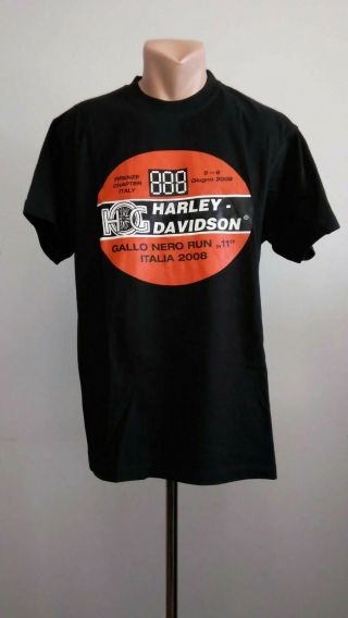 Vintage Shirt 2008 Harley - Davidson Motorcycles Hog Italy Gallo Nero Run Giugno L