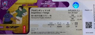 2019 Rugby World Cup Ticket Stub,  Argentina Vs Tonga,  Purple Accent