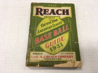 1931 Reach Official American League Baseball Guide