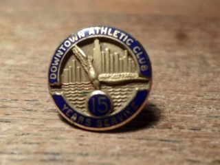 14k Gold Vintage Downtown Athletic Club 15 Yr Service Pin Heisman Trophy Home