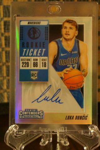 Luka Doncic 2018 - 2019 Panini Contenders Rookie Ticket Autograph Prizm.