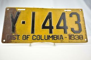 Vintage 1930 Dist Of Columbia License Plate Y - 1443