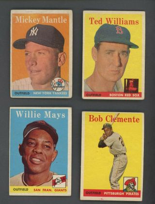 1958 Topps Baseball Complete Set (495) W/ Mantle Mays Aaron Clemente Banks Berra