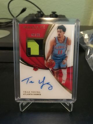 2018 - 19 Immaculate Trae Young Hawks Rpa Rc Rookie Patch Auto 46/99