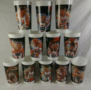 1992 Usa Basketball Olympic Dream Team Mcdonalds Cups Complete Set Of 12 Nba 1