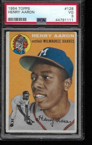 1954 Topps Henry Aaron Rookie Psa 3 Color Crease Mid Grd Card