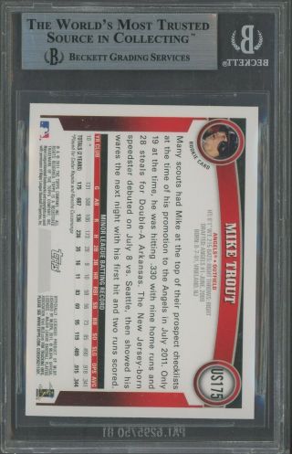 2011 Topps Update Diamond Anniversary US175 Mike Trout RC BGS 9 w/ (2) 9.  5 ' s 2