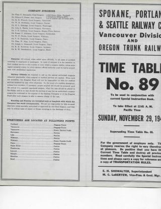 1942 Spokane,  Portland & Seattle Railway Co.  Vancouver Division Ett No.  89
