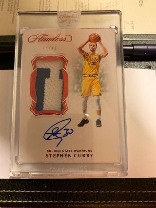 2018 - 19 Flawless Stephen Curry 2 Color Game Worn Patch Auto Ruby 11/15