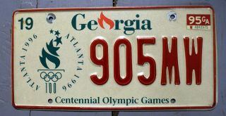 Georgia 1995 Centennial Olympic Games Graphic License Plate 905mw