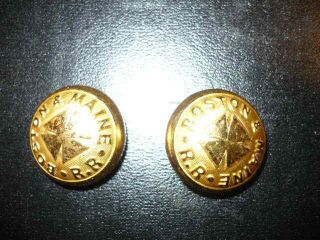Vintage Pair Brass Boston And Maine Railroad Cover Buttons