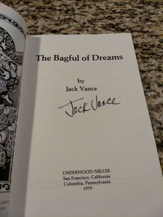 The Bagful Of Dreams By Jack Vance.  1979.  Limited Signed 1st Edition Autographed