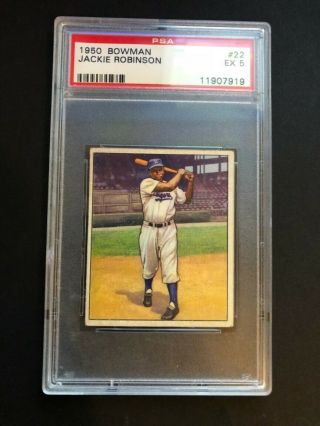 1950 Bowman 22 Jackie Robinson Dodgers Psa 5 - Ex