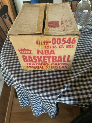 1986 - 87 Fleer Basketball Empty Display Case With Empty Box @ 8 Wax Wrappers