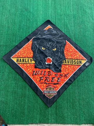 Vintage 80’s Harley Davidson Bandana Wild And Black Panther Made In Usa
