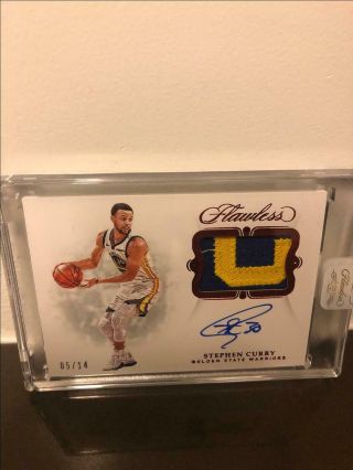 2018 - 19 Panini Flawless Uncirculated Red Patches Patch Auto Stephen Curry 05/14