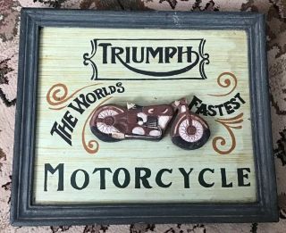 Triumph The Worlds Fastest Motorcycle Wooden Sign With Hand Carving