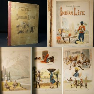 1890 Sketches Of Indian Life Colour Chromolithographic Plates British Humour