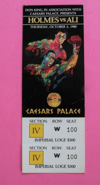 Full On Site Boxing Ticket: Muhammad Ali Vs Larry Holmes 1980 Las Vegas
