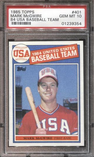 Mark Mcgwire Psa 10 1985 Topps Baseball 401 1984 Usa Team Rookie Rc 9354