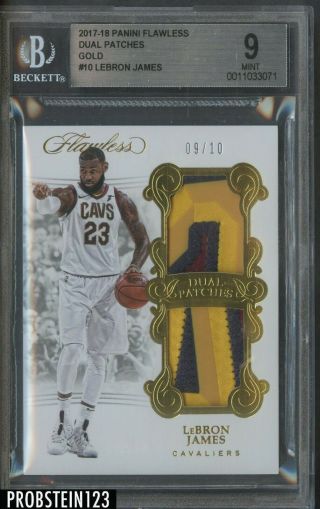 2017 - 18 Flawless Gold Lebron James Cavaliers Dual Game Patch /10 Bgs 9