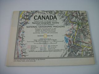 Vintage 1972 National Geographic Fold Up Map Of Canada Ice Age Mammals Tundra