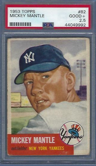 1953 Topps Mickey Mantle 82 Psa 2.  5 York Yankees