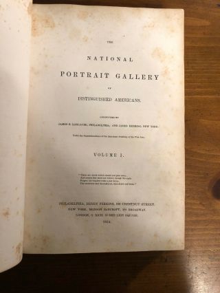 National Portrait Gallery Of Distinguished Americans Volume I Illustrated 1834