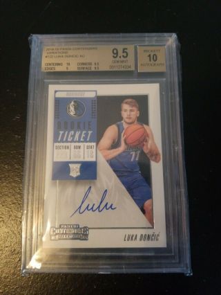 Luka Doncic 2018/19 Panini Contenders Variation Autograph Rc Auto Bgs 9.  5 Gem 10