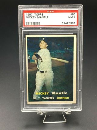 1957 Topps Baseball Mickey Mantle Hof Psa 7 Nm 95 York Yankees