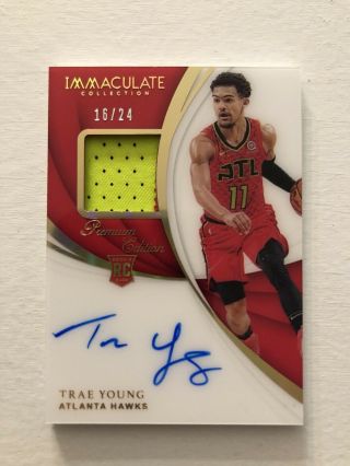 2018 - 19 Immaculate Trae Young Acetate Rookie Patch Auto Rpa 16/24 Autograph