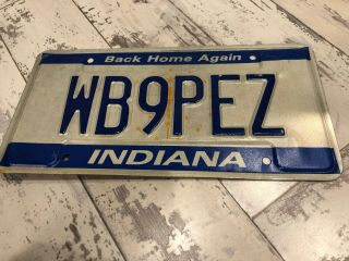 Indiana Ham Radio Operator License Plate Wb9pez Vanity Pez