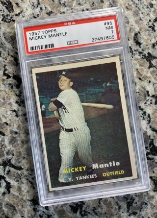 1957 Topps 95 Mickey Mantle Psa 7 Bright Color Pack Fresh Nm (pmjs)