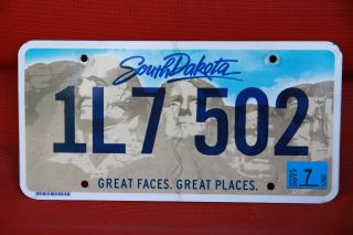 South Dakota License Plate Great Faces.  Great Places Rushmore Graphics