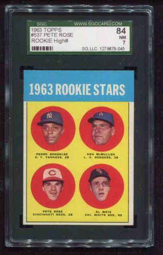 1963 Topps 537 Pete Rose Reds Rookie Rc Sgc 7