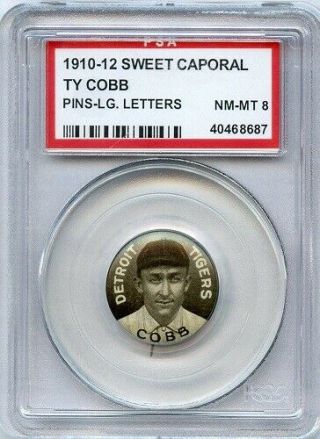 1910 - 12 Sweet Caporal Pins (p2) Ty Cobb Ll Hof Detroit Tigers Psa 8 Nm/mt
