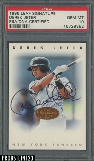 1996 Leaf Signature Bronze Derek Jeter Yankees Rc Rookie Auto Psa 10 Psa/dna