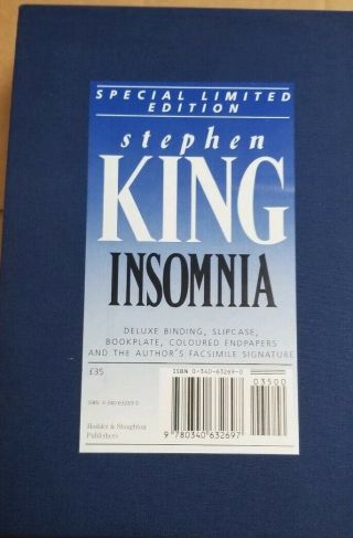 Insomnia By Stephen King - Special Limited Edition 1994