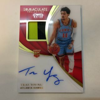 At 2018 - 19 Panini Immaculate Acetate Game Jersey Patch Auto Rc Trae Young 65/99
