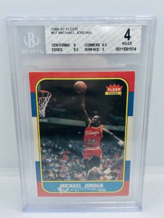 1986 - 87 Fleer Michael Jordan 57 Chicago Bulls Rookie Card Rc Bgs 4 9 8.  5 Subs