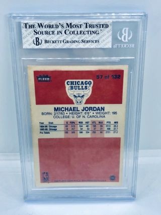 1986 - 87 Fleer Michael Jordan 57 Chicago Bulls Rookie Card RC BGS 4 9 8.  5 Subs 2