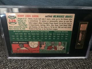 1954 Topps Hank Aaron Rookie Milwaukee Braves 128 Baseball Card SGC Authentic 2