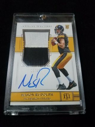 2018 National Treasures Mason Rudolph Rookie Patch Auto 18/99 True Rpa Steelers.