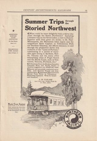 Northern Pacific Railway Advertisement Yellowstone Park Line Northwest Trips