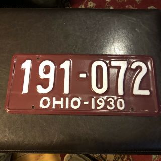 Vintage 1930 Ohio License Plate Great Wall Hanger Or Old Car Truck